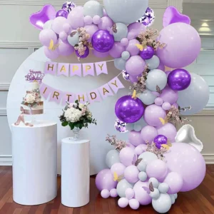 purple balloons for birthday.