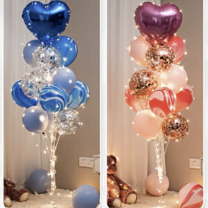 13-Balloon Bouquets With Glitter Balloons and lights