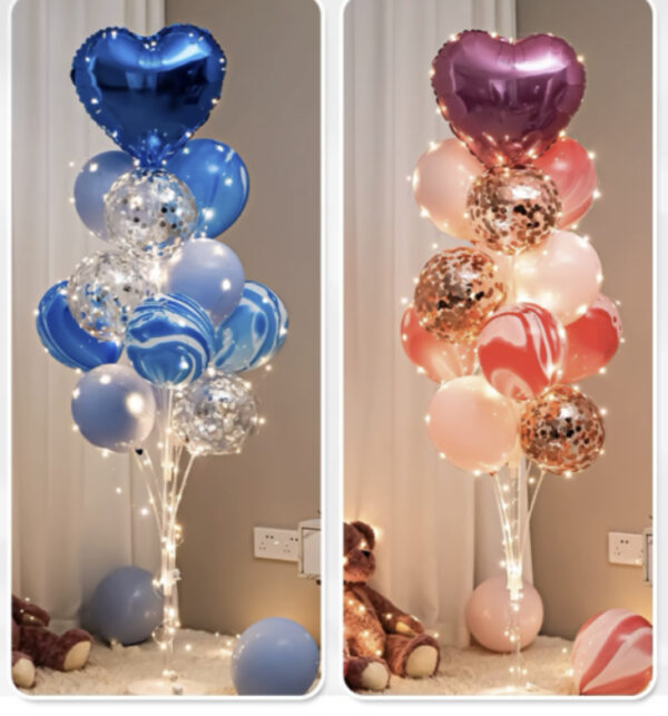 13-Balloon Bouquets With Glitter Balloons and lights