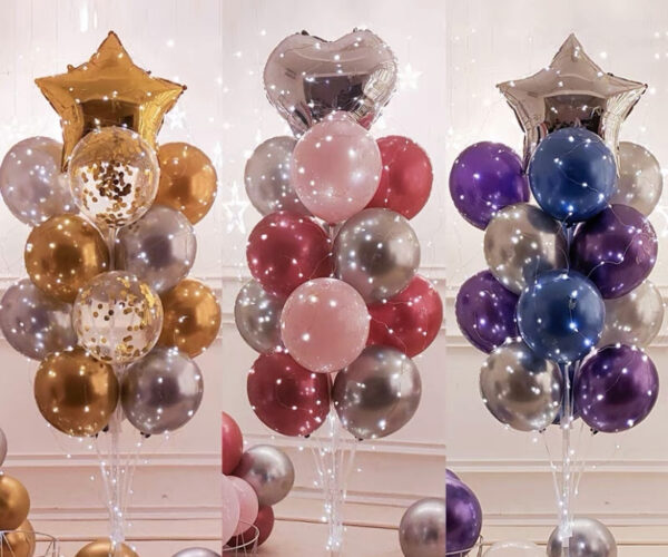 13-Balloon Bouquets With Glitter Balloons And Lights - Image 2