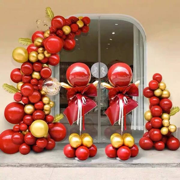 Half Balloon Arch And Bouquets For Grand Opening